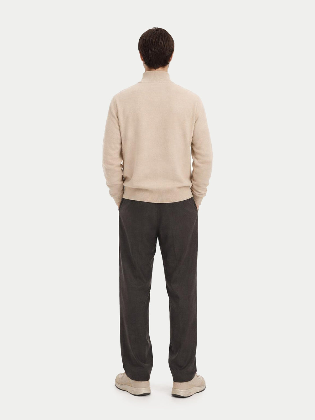 Essential Full-zip Cashmere Cardigan — Beige