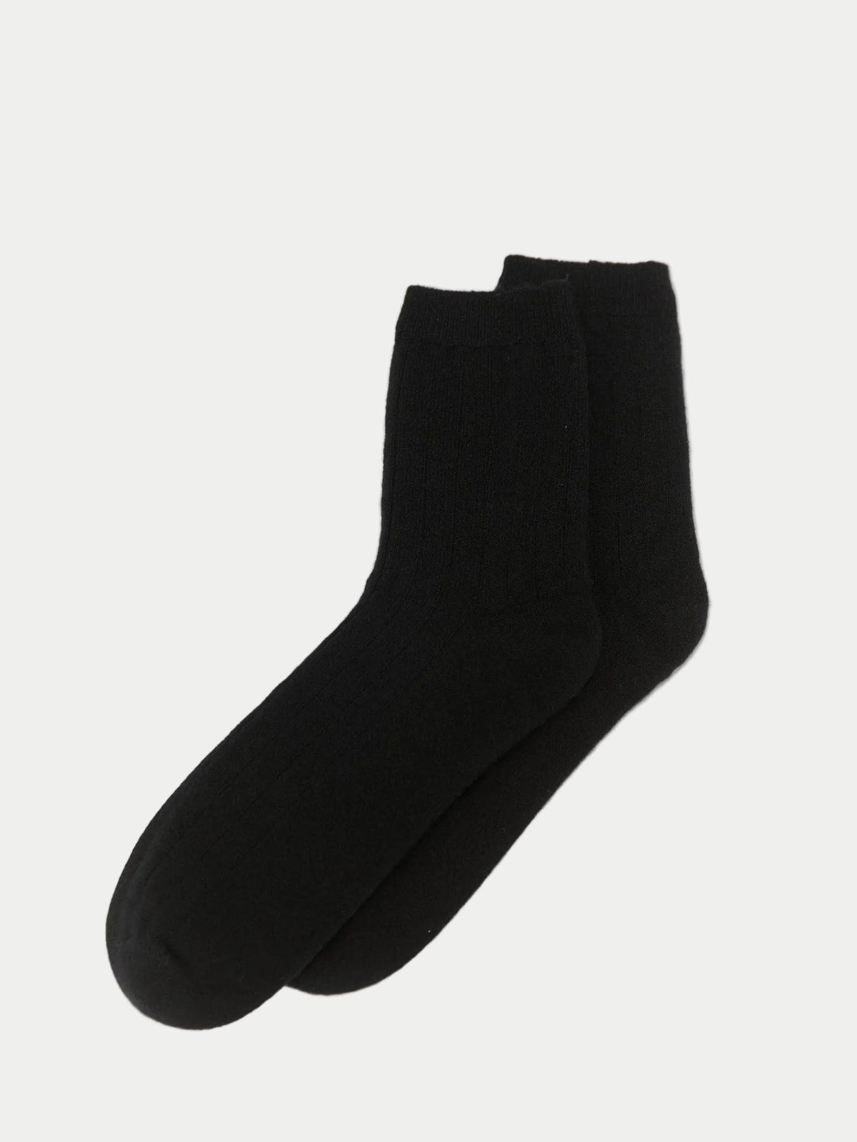 Unisex Cashmere Trim Knit Bed Socks — Black