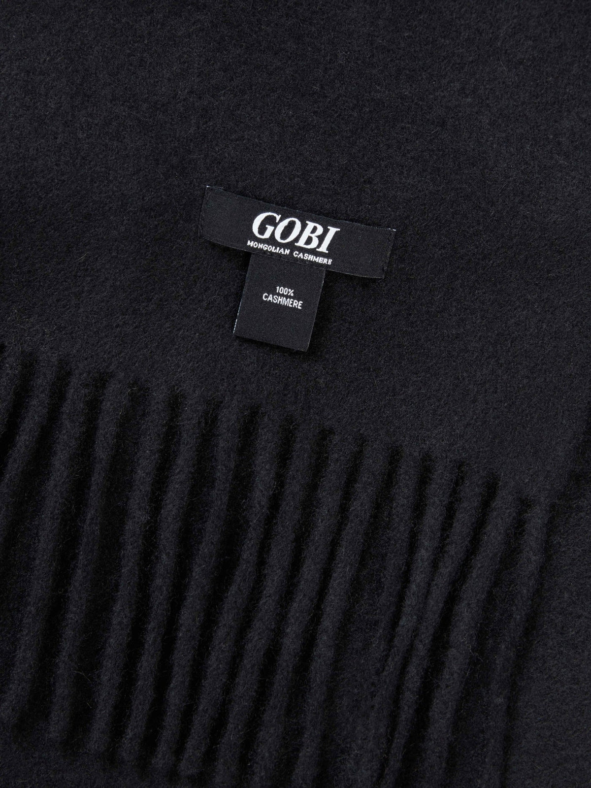 Cashmere Large Blanket With Fringe — Black