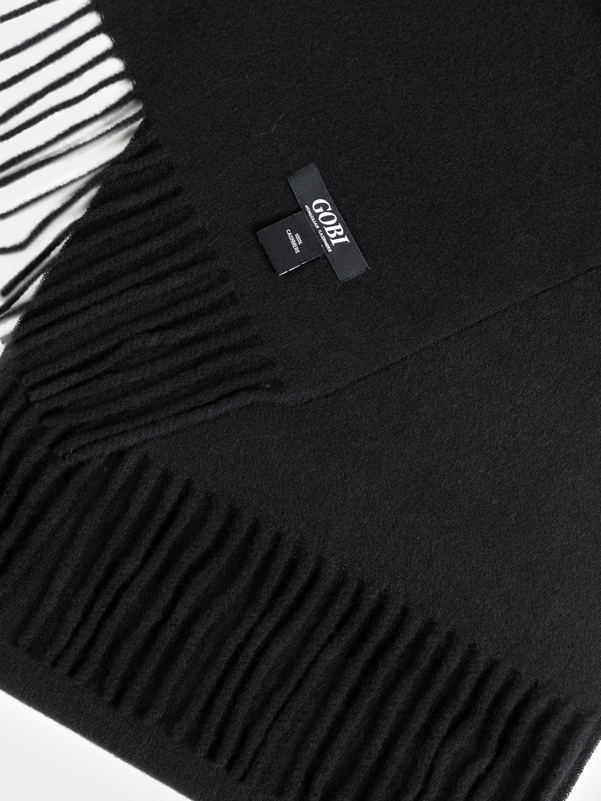 Cashmere Fringed Scarf — Black