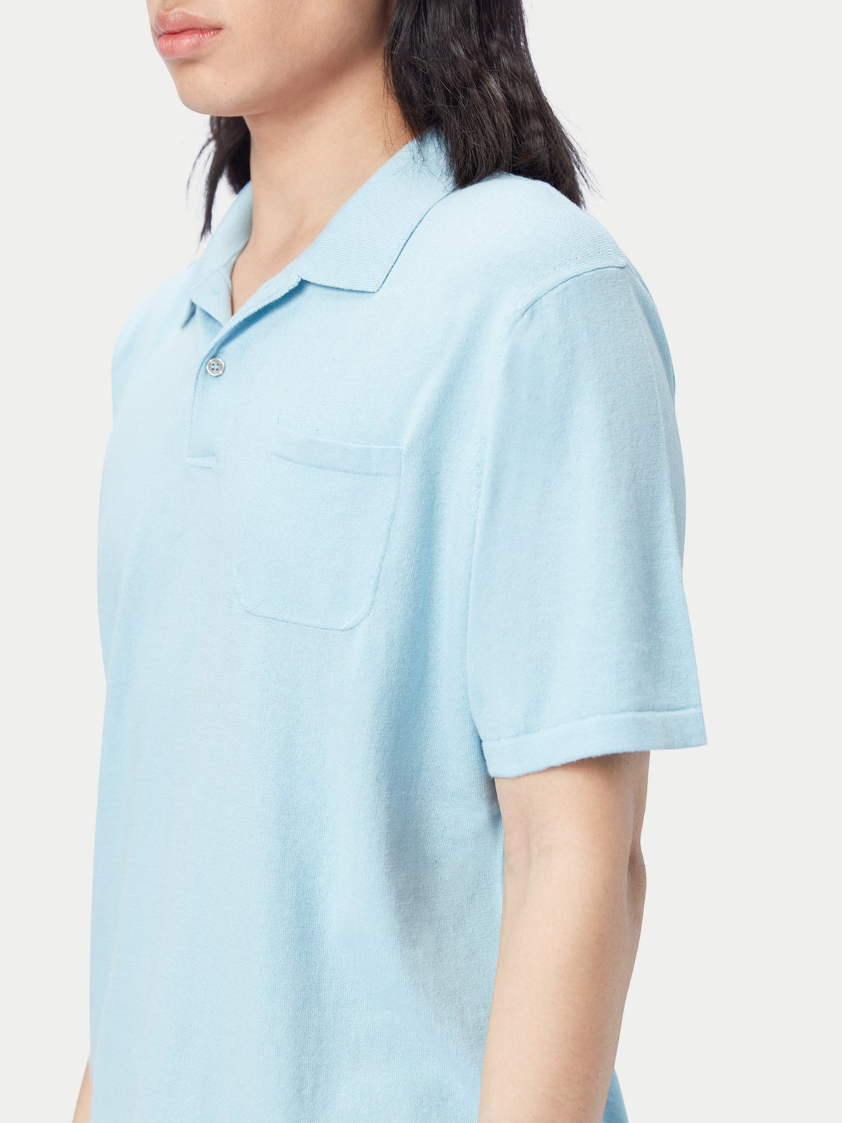Men's Cotton Silk Cashmere Blend Polo Shirt — Forget Blue