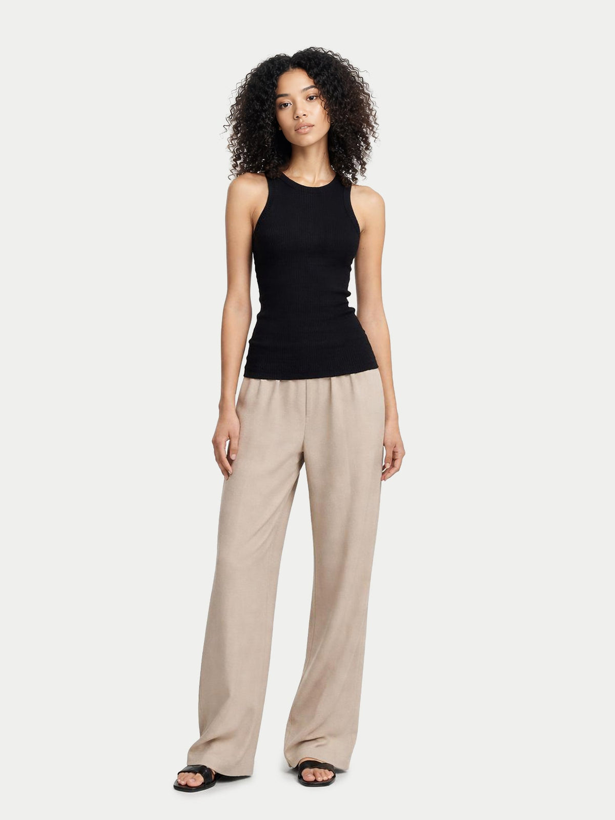 Ribbed Cotton Silk Cashmere Blend Tank Top — Graphite Black