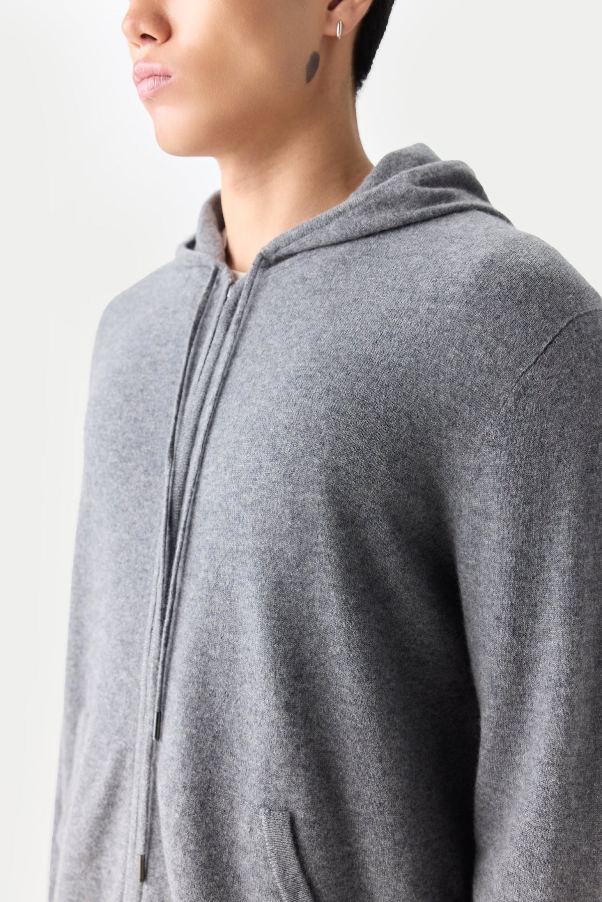Men's Zip-up Cashmere Hoodie — Gray