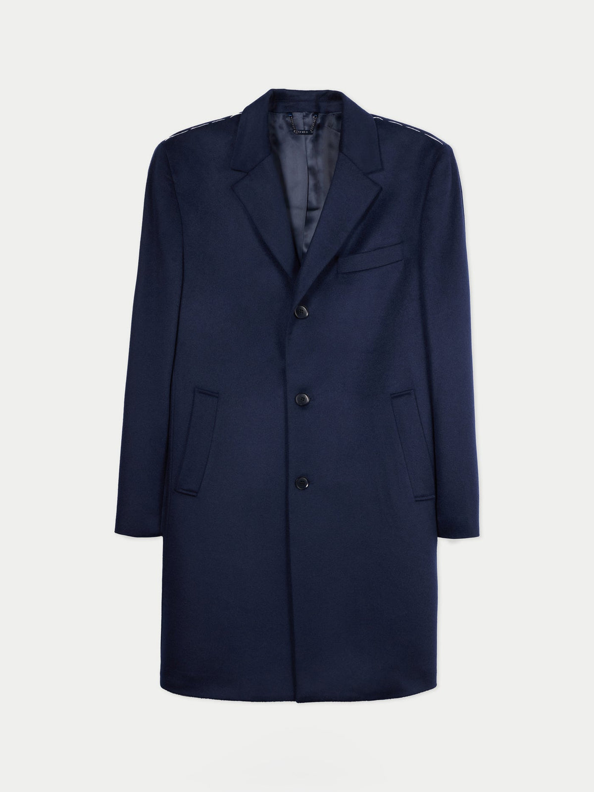 Men's Cashmere Coat With Notched Lapels — Navy