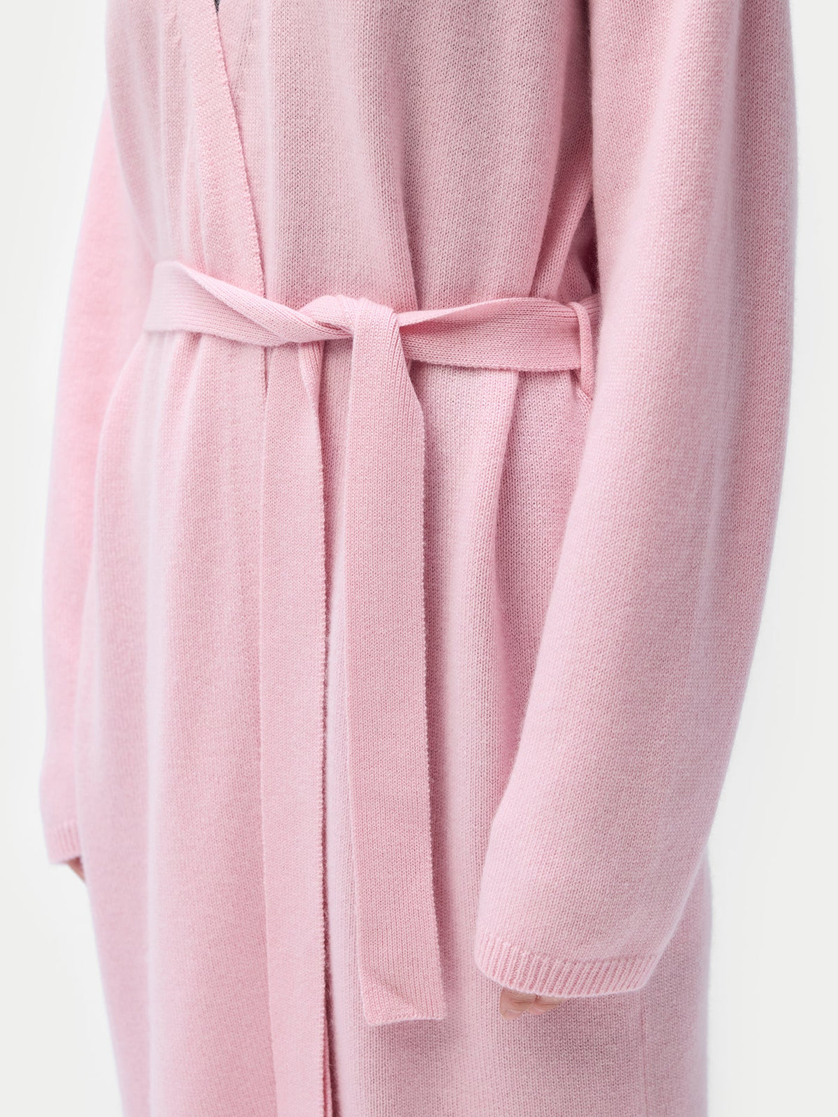 Long Maternity Cashmere Robe — Pink