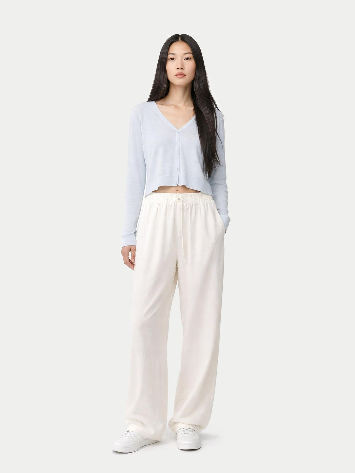 Lightweight Cashmere Silk Cardigan — Soft Ice