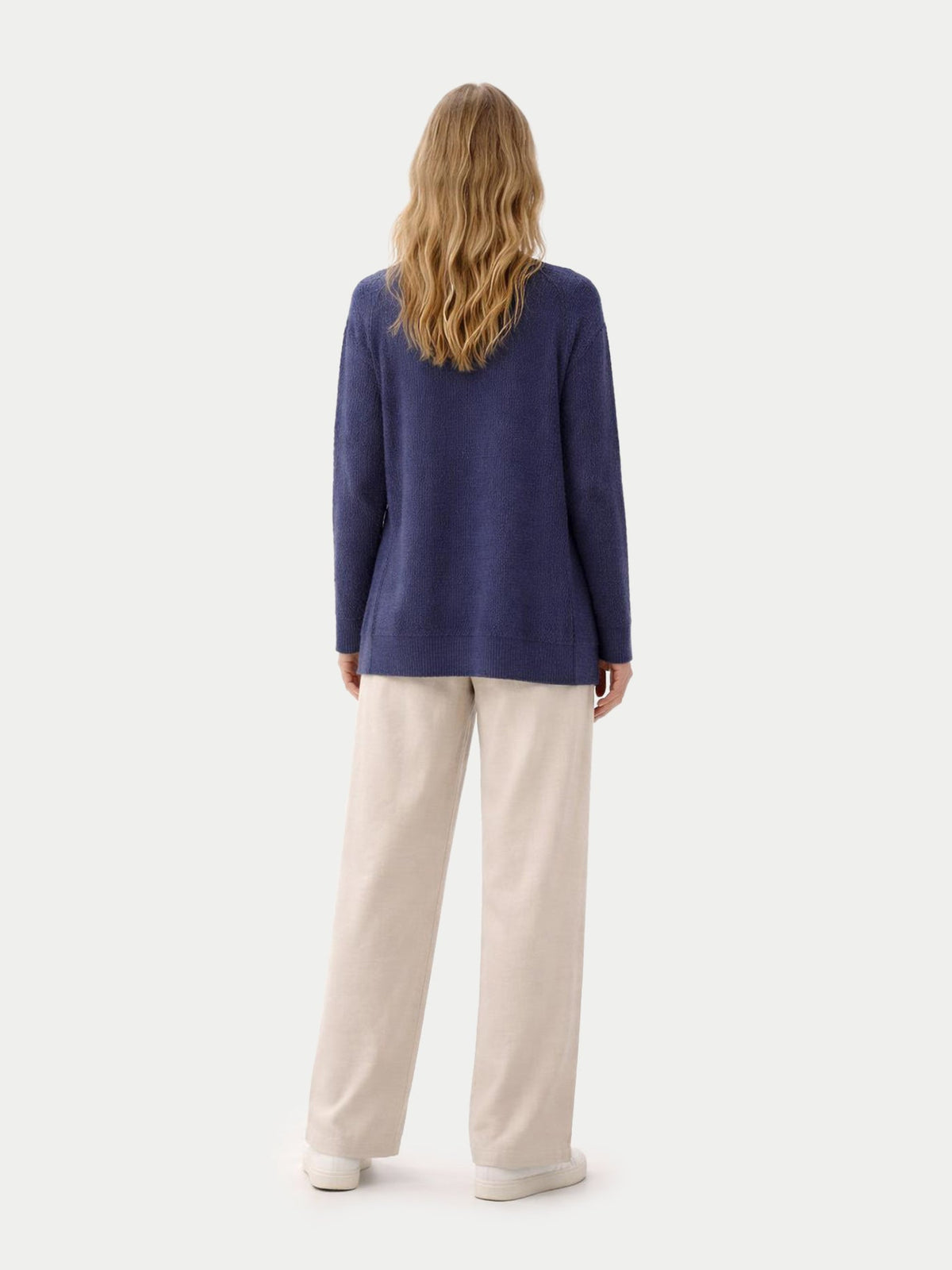 Ajour Knit Open-front Cashmere Cardigan — Soft Indigo