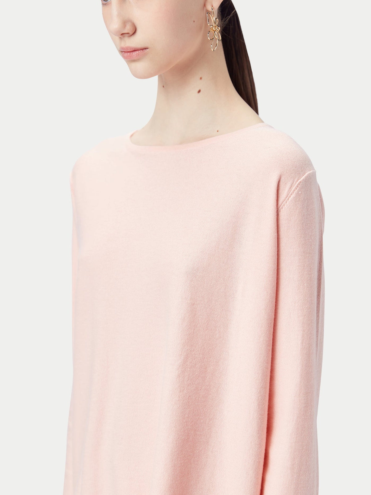 Boatneck Cotton Silk Cashmere Blend Sweater — Soft Primrose