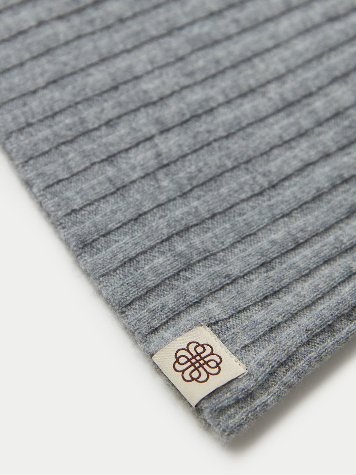 Cashmere Rib Knit Hat — Soft Silver