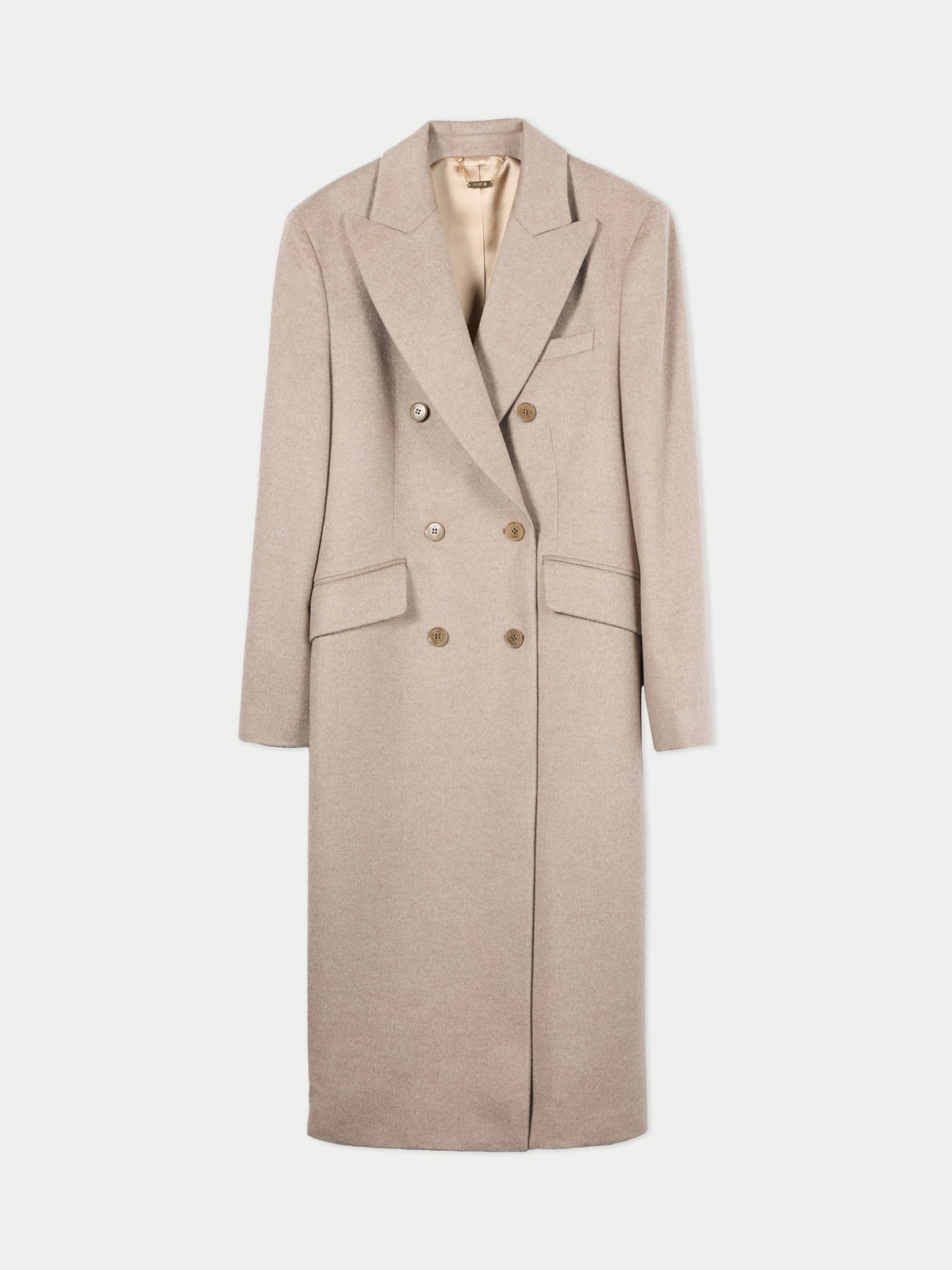 Double-breasted Long Coat — Taupe