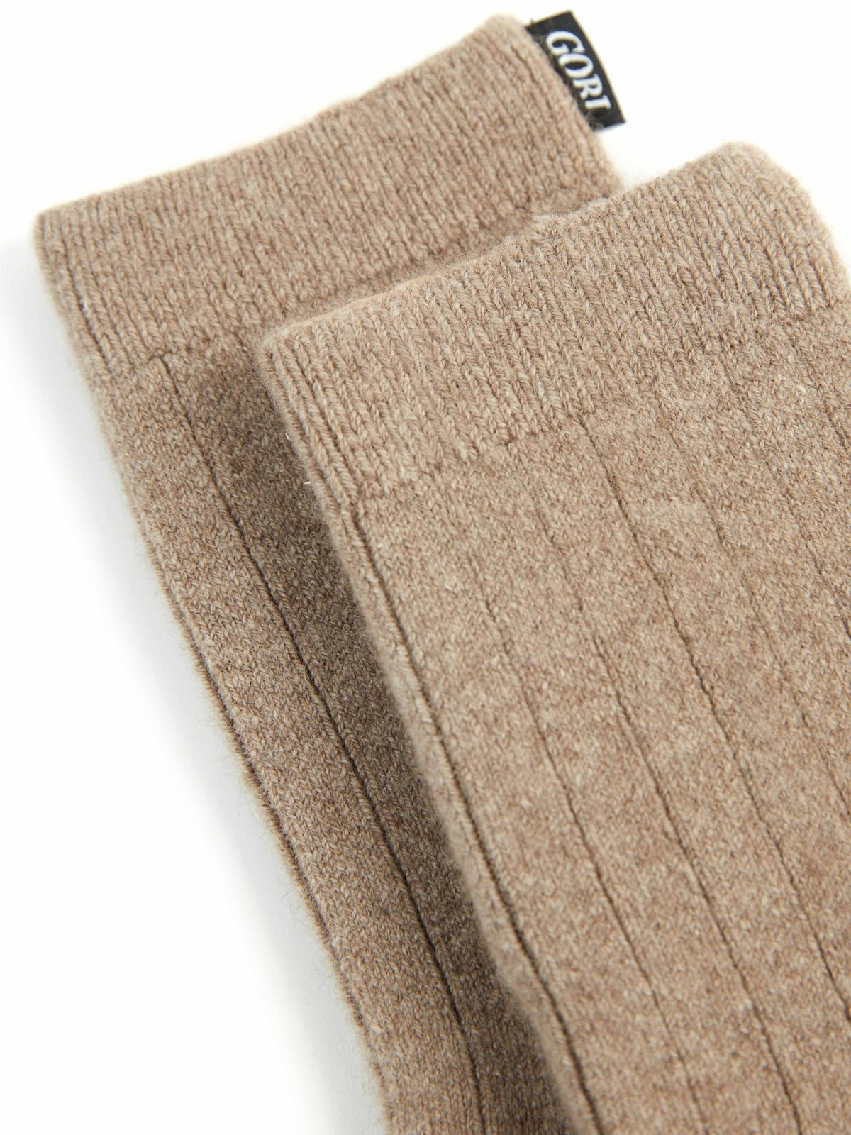Unisex Cashmere Trim Knit Bed Socks — Taupe