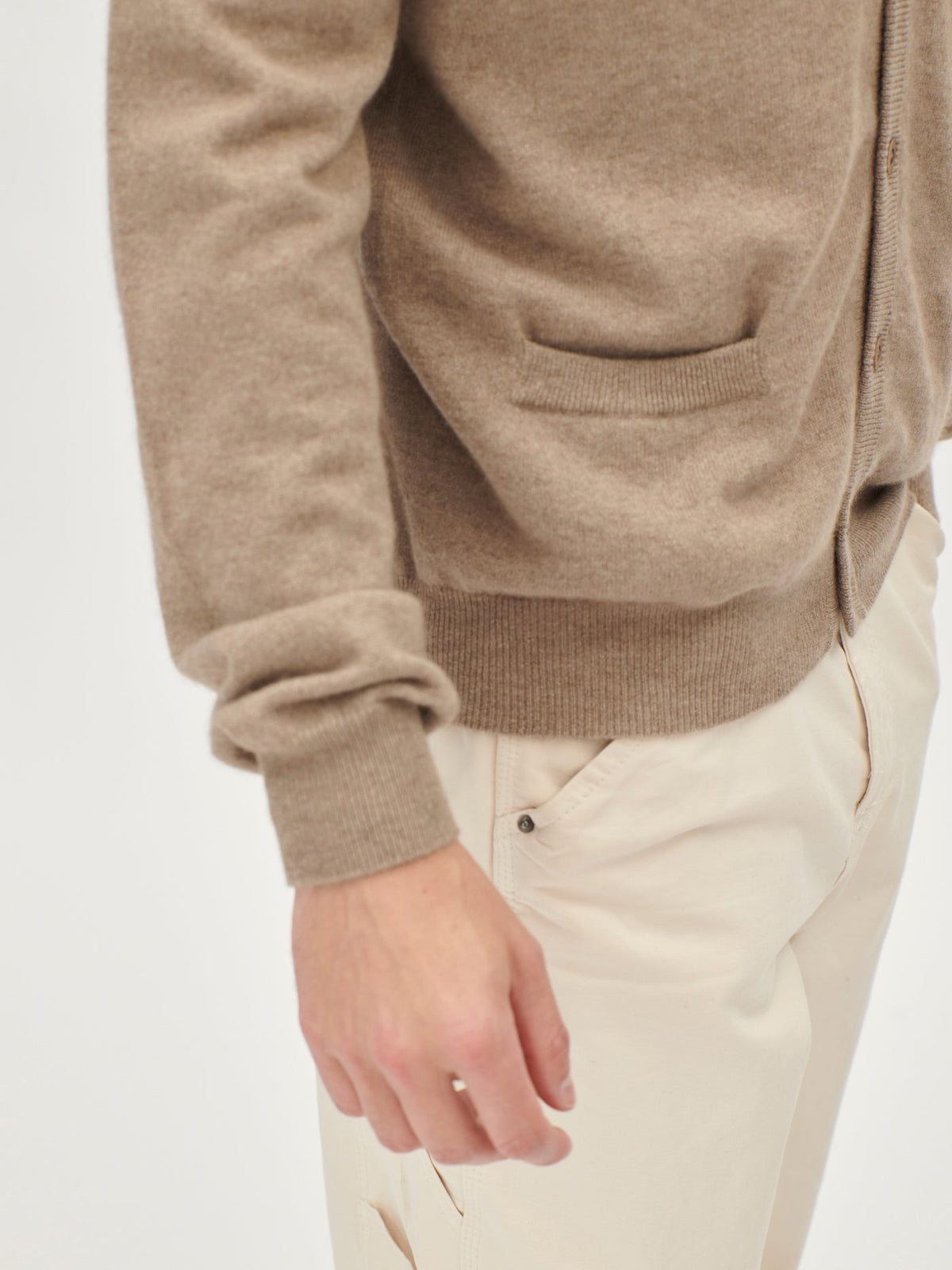 Essential Cashmere V-neck Cardigan — Taupe