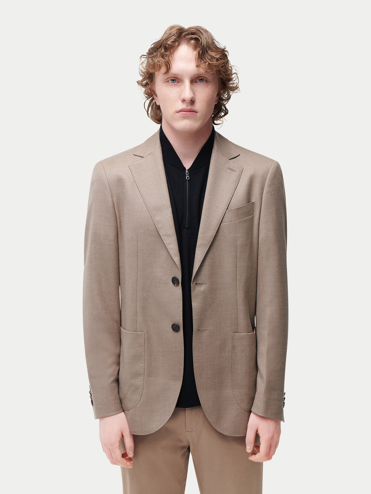 Men's Single-breasted Cashmere Blazer — Taupe