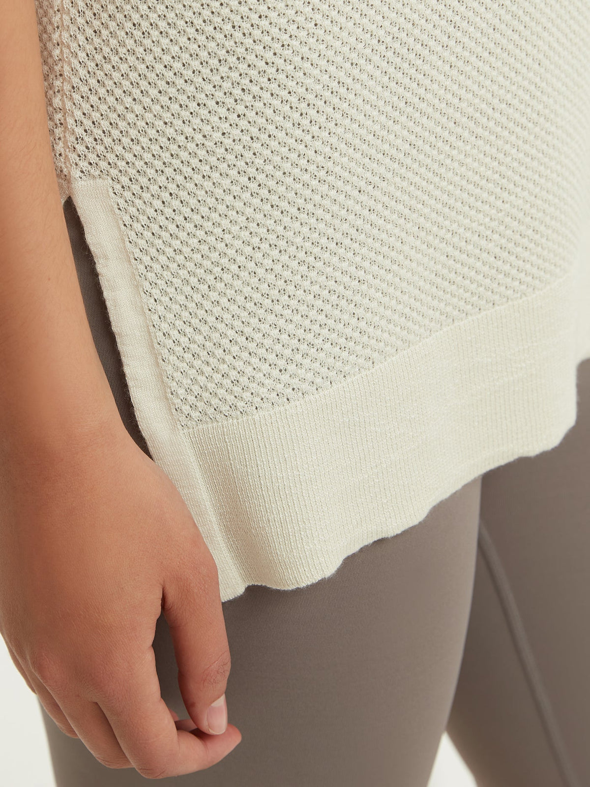 Silk Cashmere Ajour Knitted Top — White