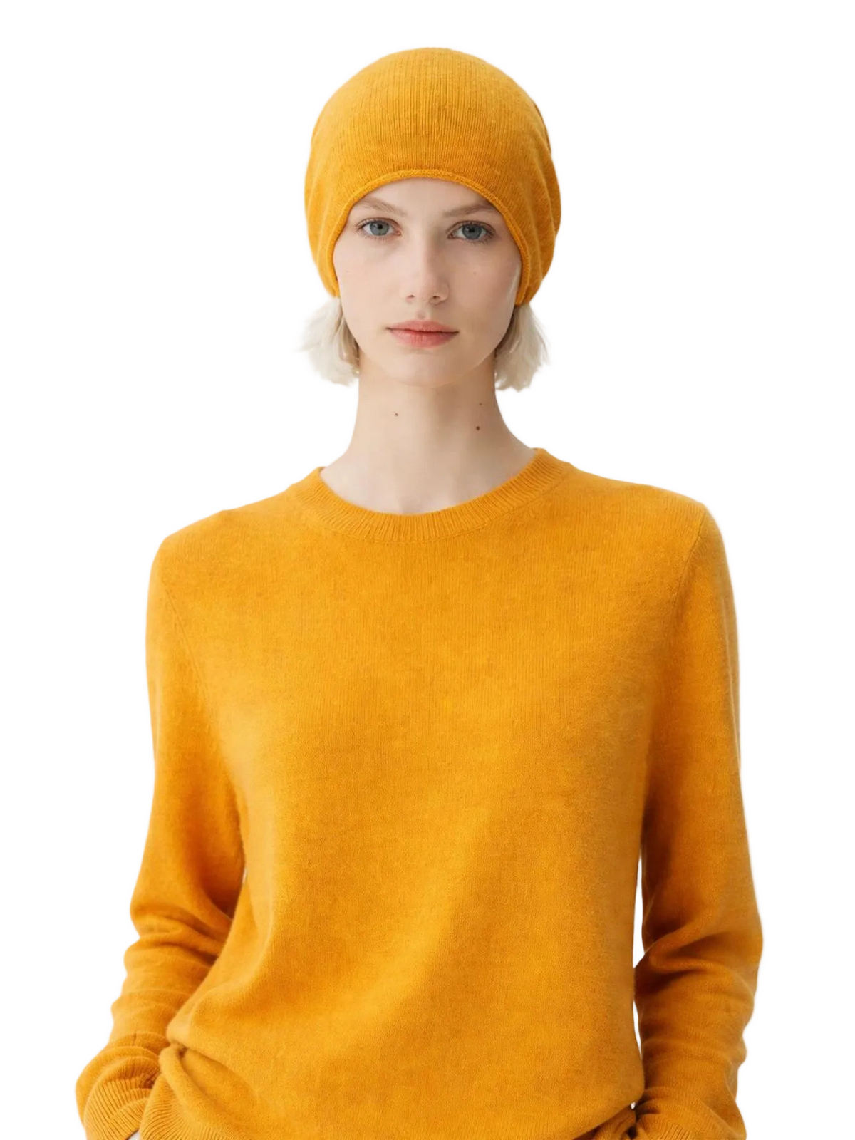 Cashmere Hat & Sweater Set — Amber Yellow