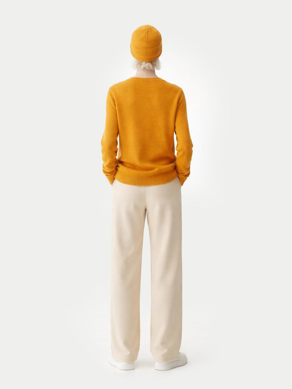 Cashmere Hat & Sweater Set — Amber Yellow