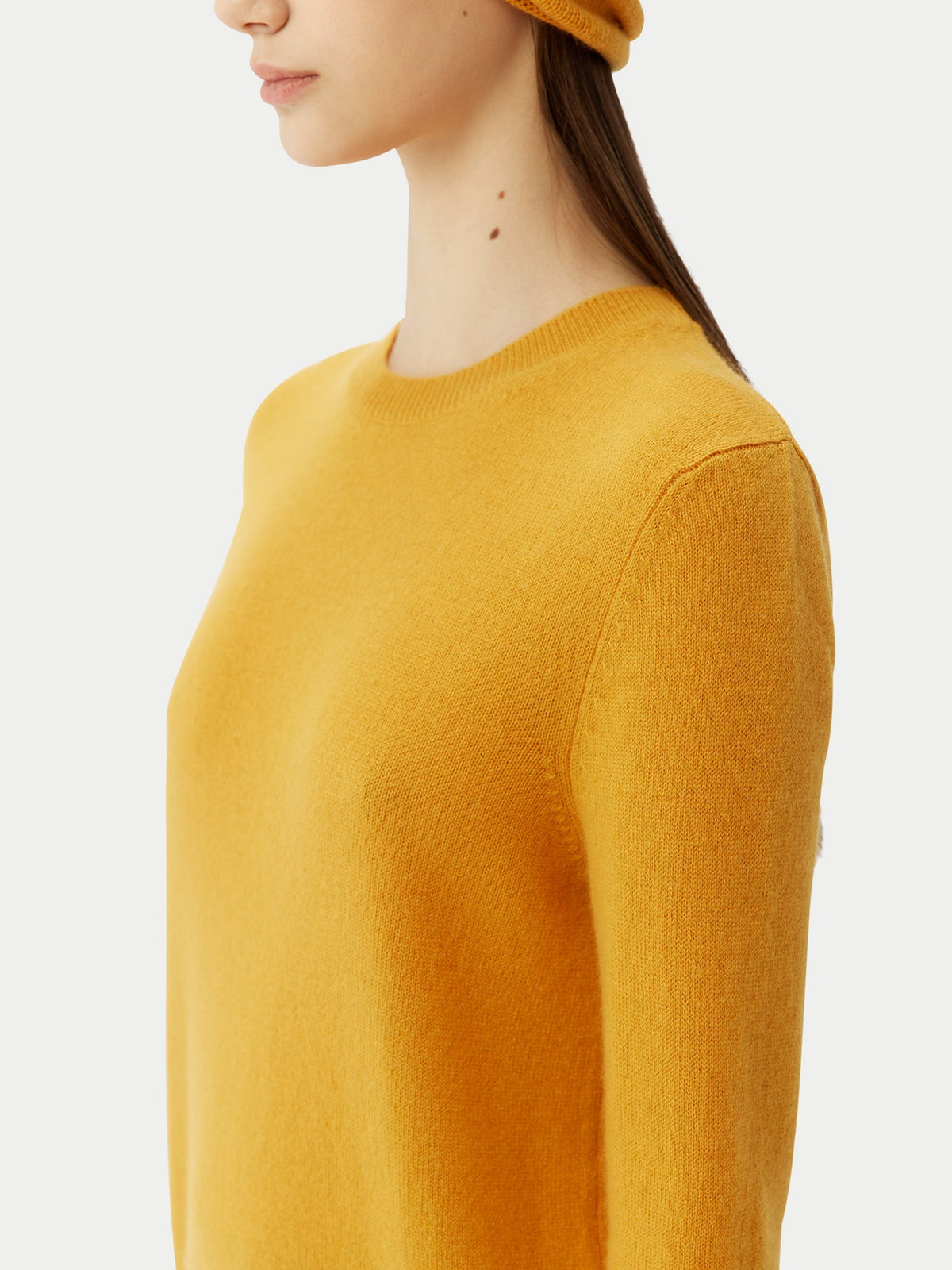 Cashmere Hat & Sweater Set — Amber Yellow