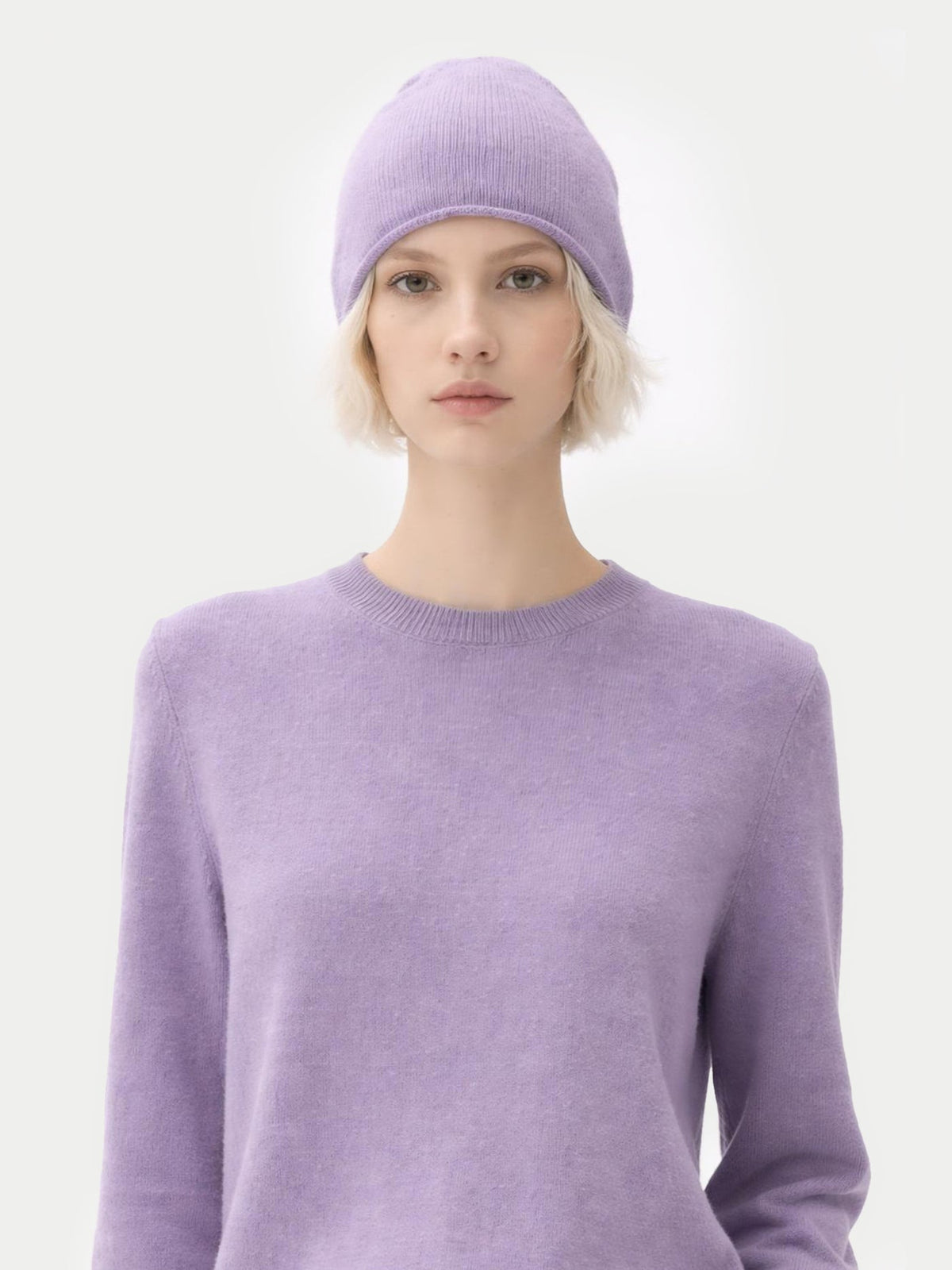 Cashmere Hat & Sweater Set — Ash Purple