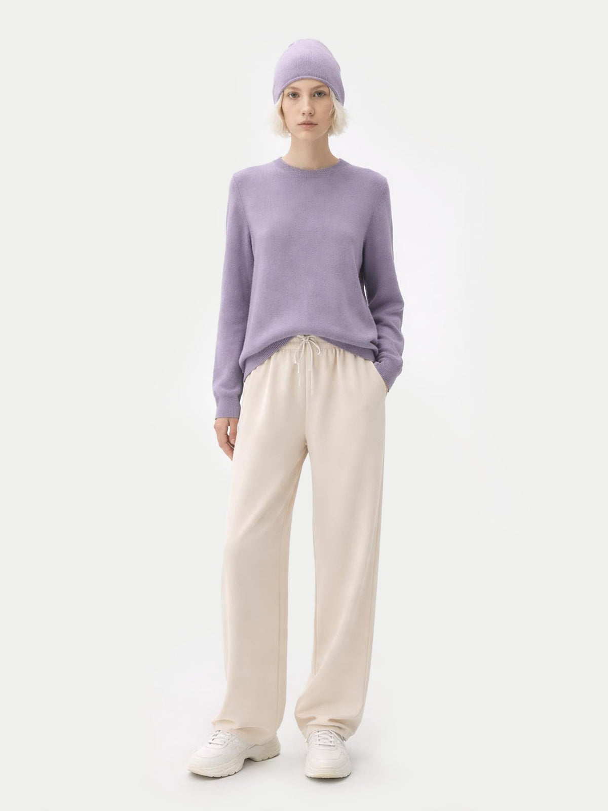 Cashmere Hat & Sweater Set — Ash Purple
