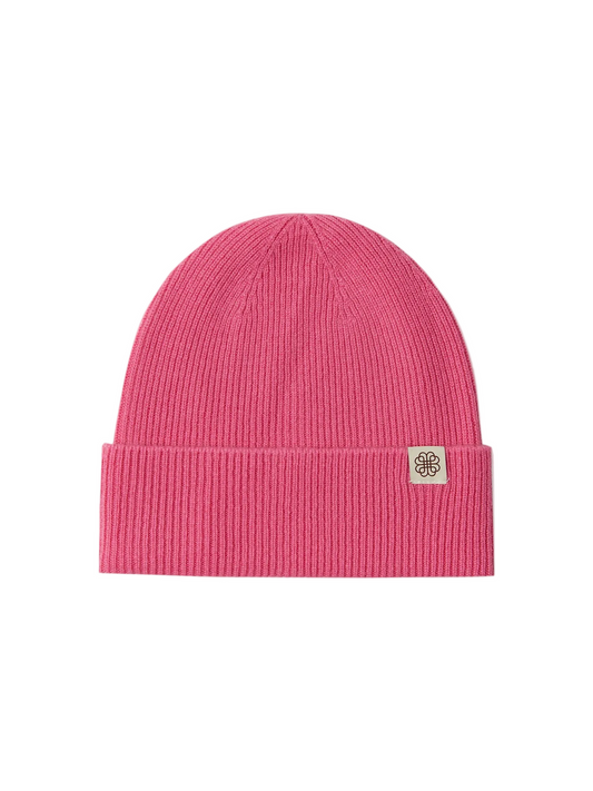 Cashmere Rib Knit Beanie — Aurora Pink