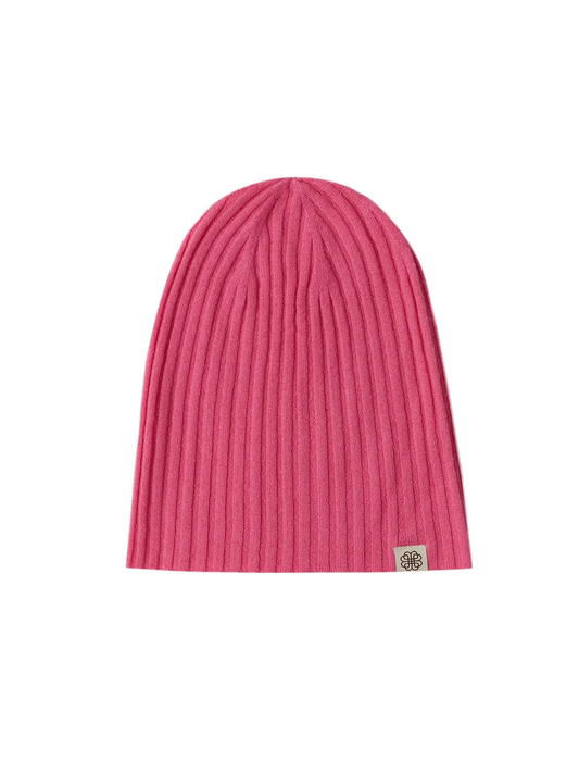 Cashmere Rib Knit Hat — Aurora Pink