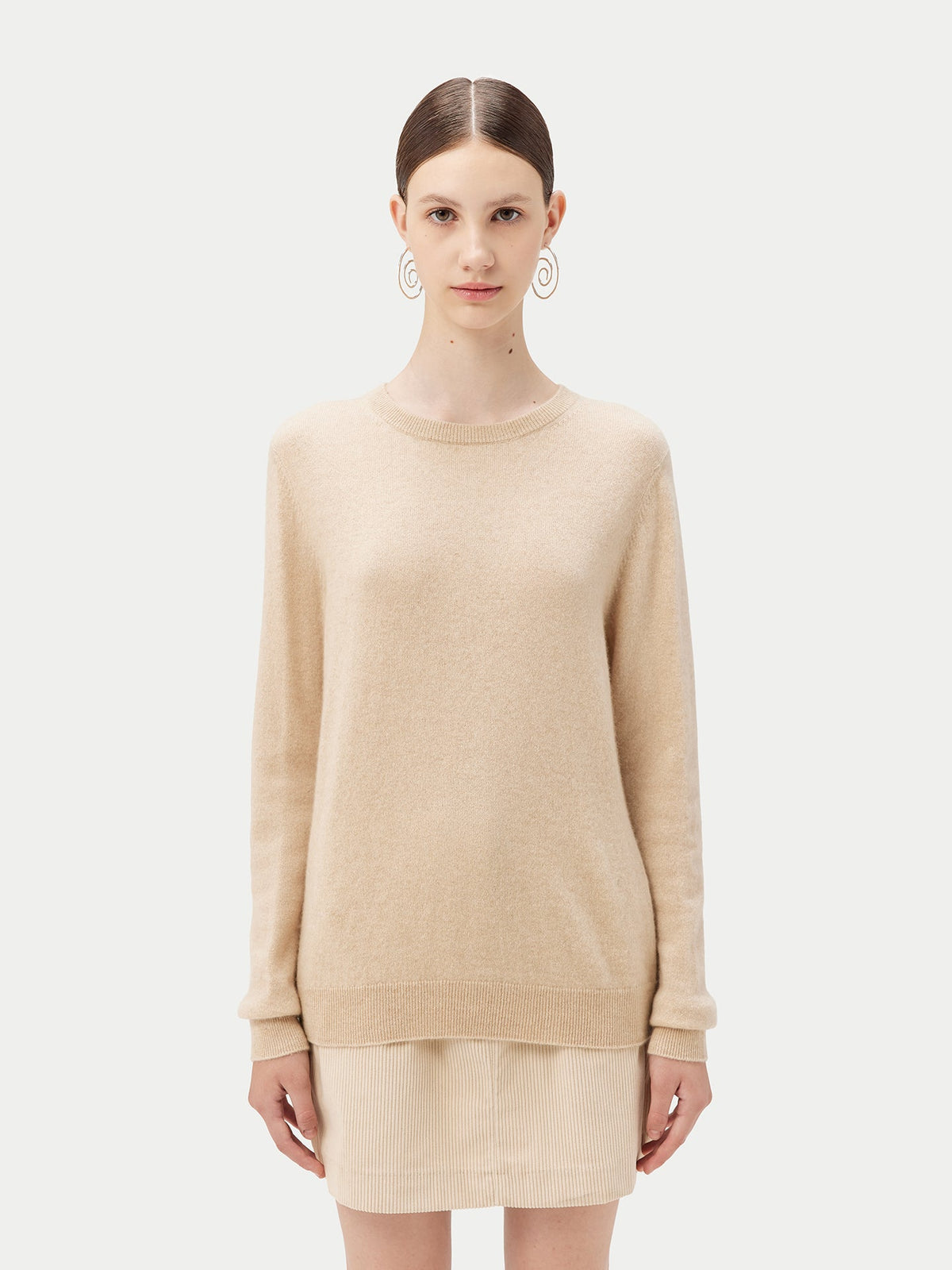 Essential Cashmere Crewneck Sweater — Beige