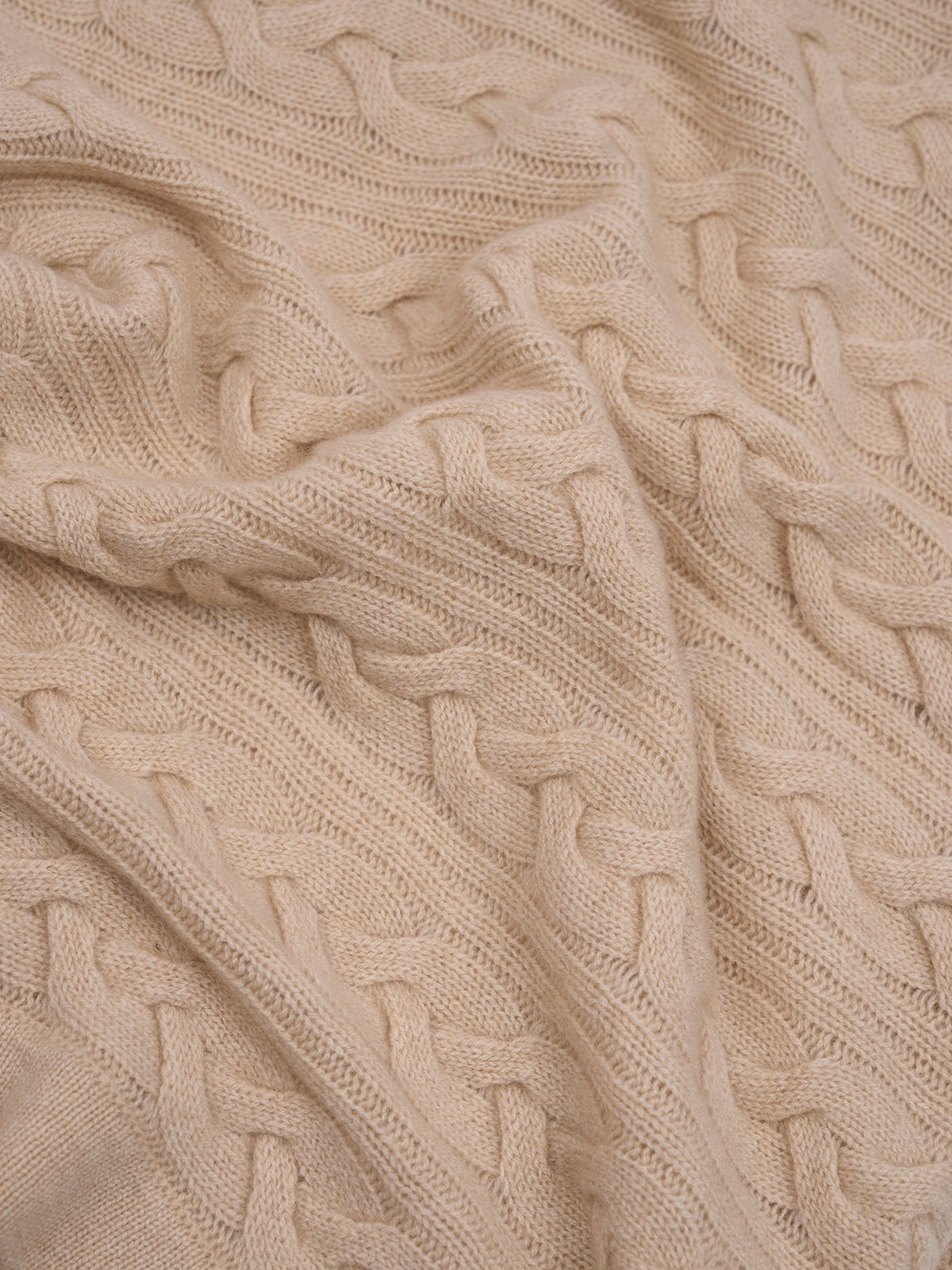 Cable Knit Cashmere Blanket — Beige