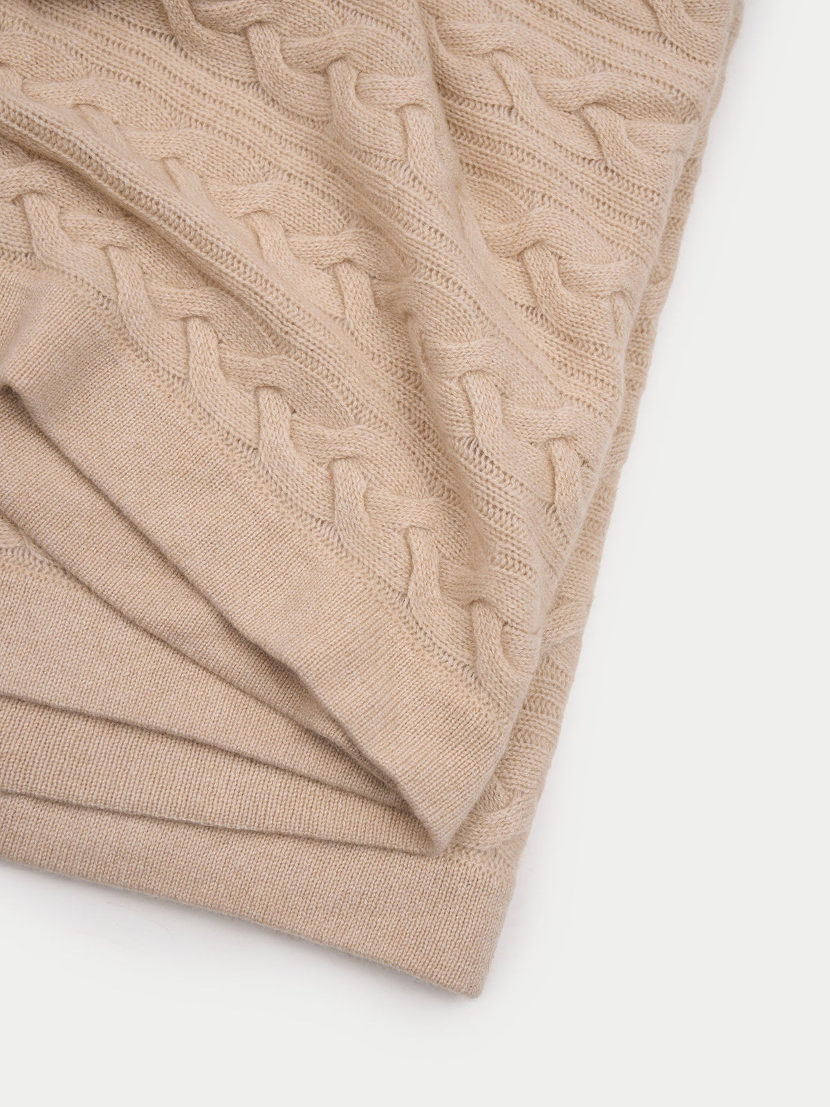 Cable Knit Cashmere Blanket — Beige