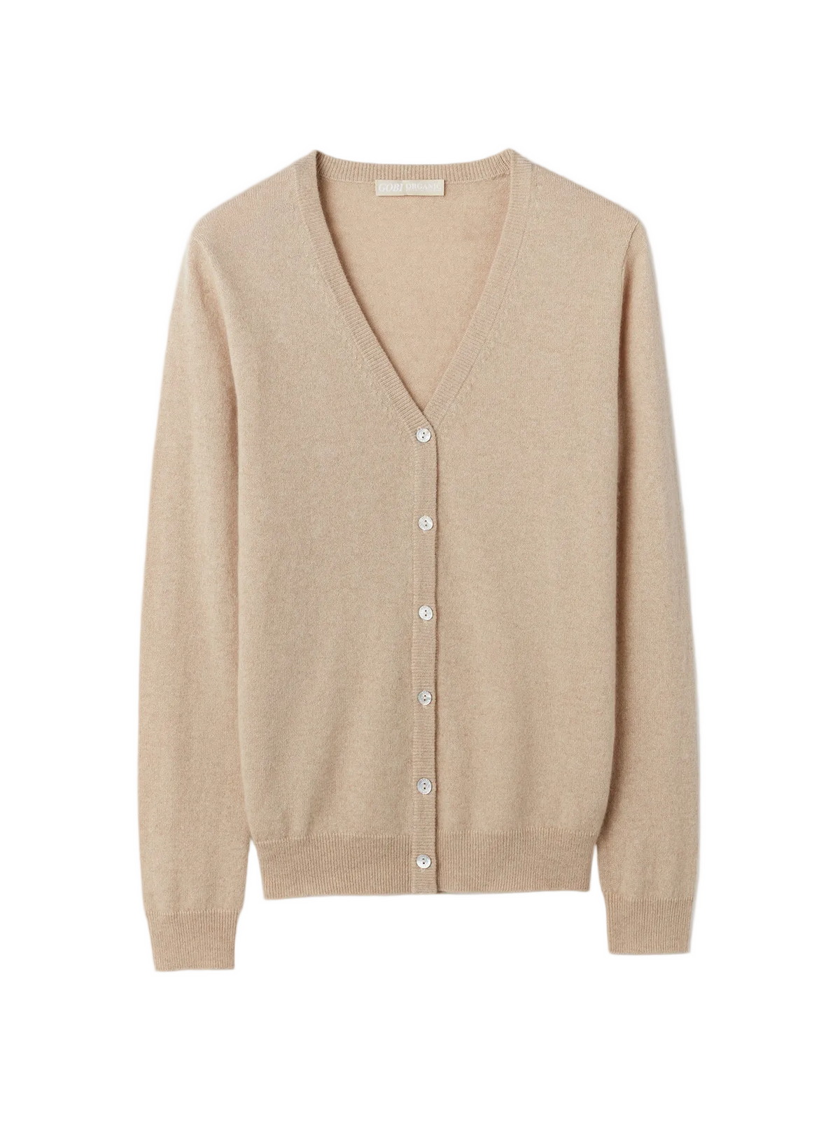 Essential Cashmere V-neck Cardigan — Beige