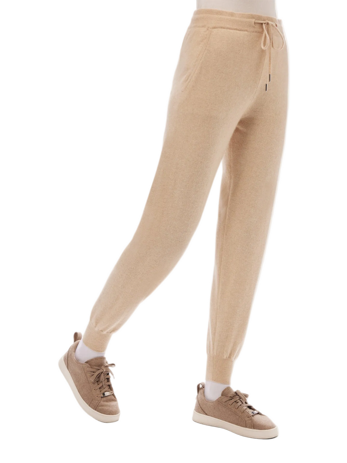 Cuffed Cashmere Jogger — Beige