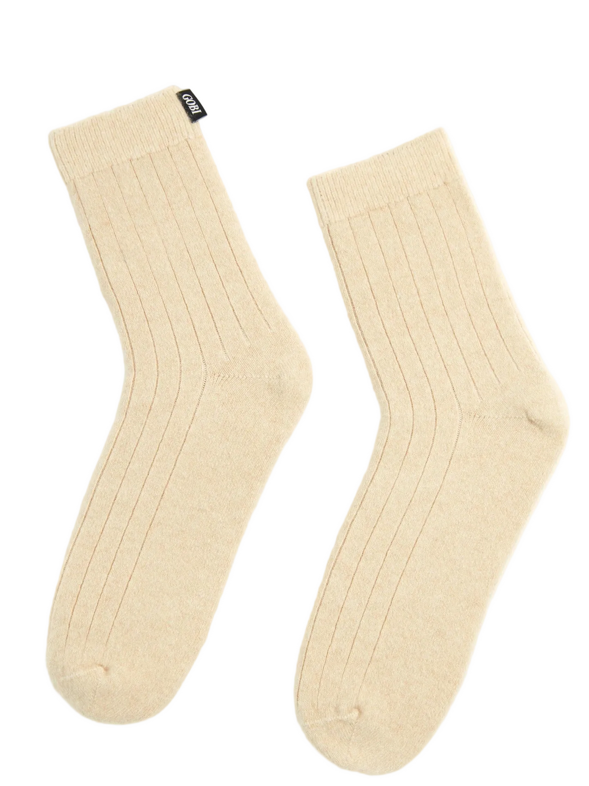 Unisex Cashmere Trim Knit Bed Socks — Beige