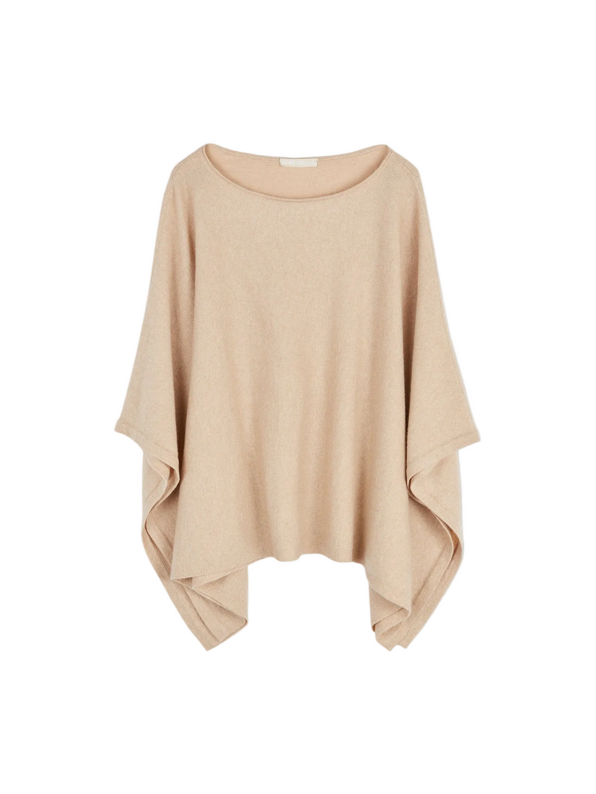 Boat-neck Cashmere Poncho — Beige