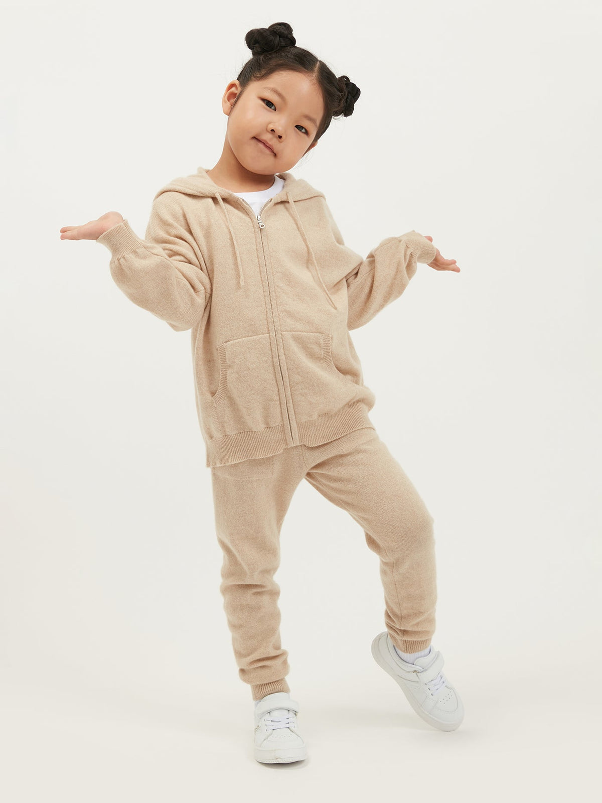 Natural Color Cashmere Knit Baby Pants — Beige