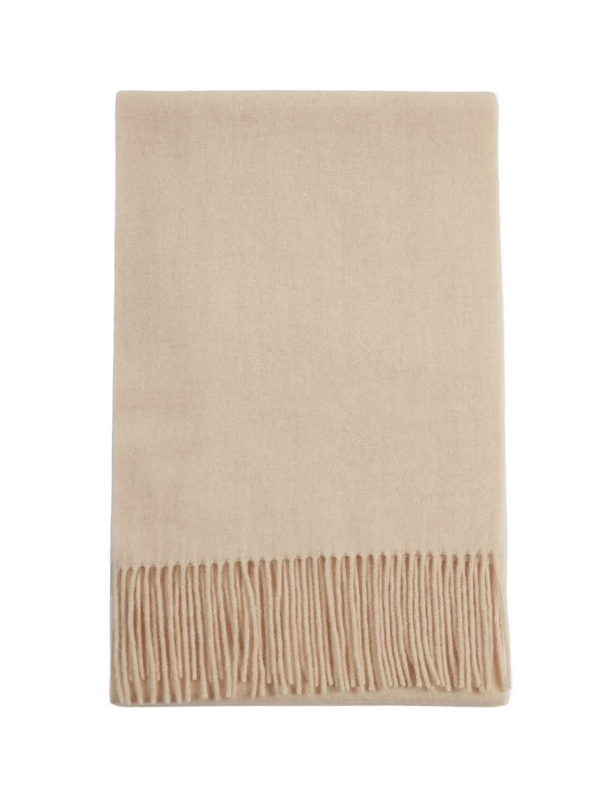 Cashmere Fringed Scarf — Beige