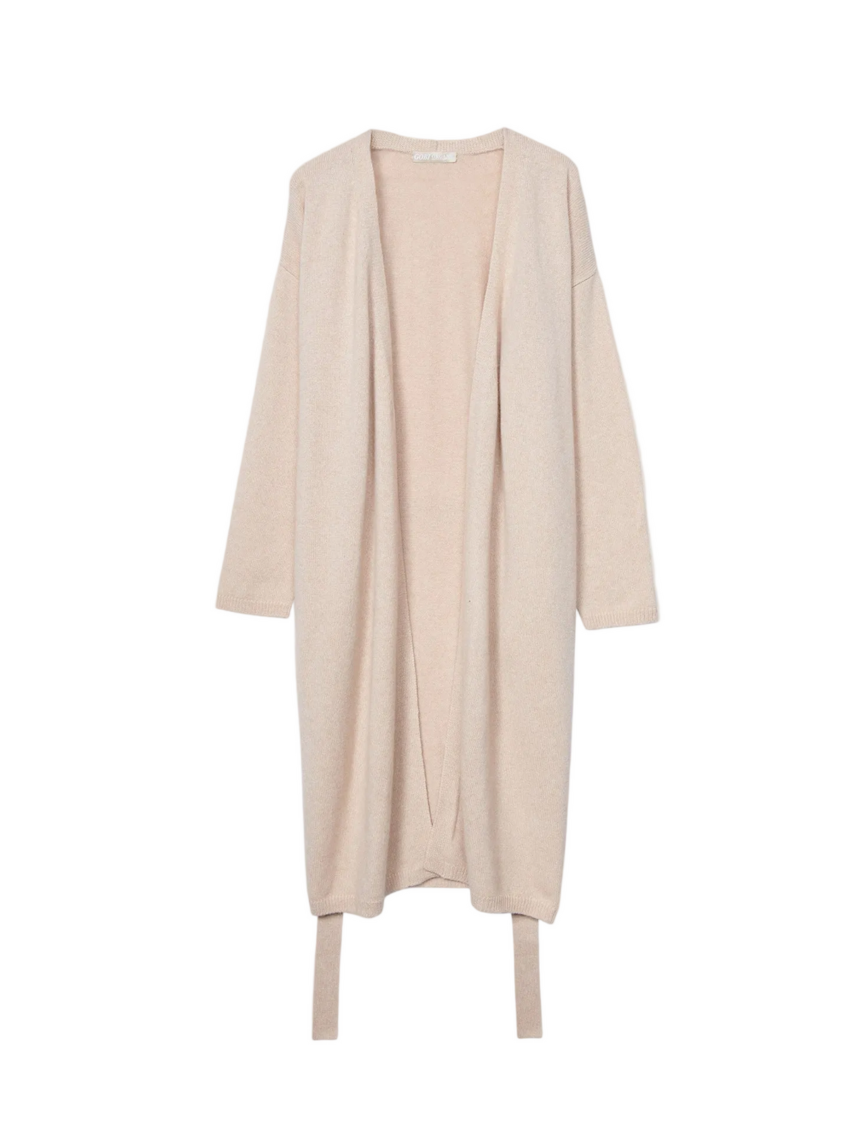 Long Maternity Cashmere Robe — Beige