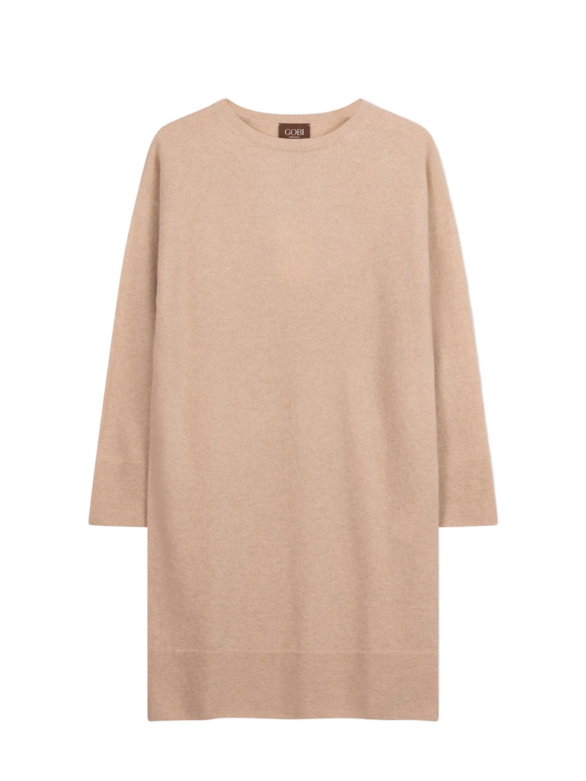Seamless Crewneck Cashmere Dress — Beige
