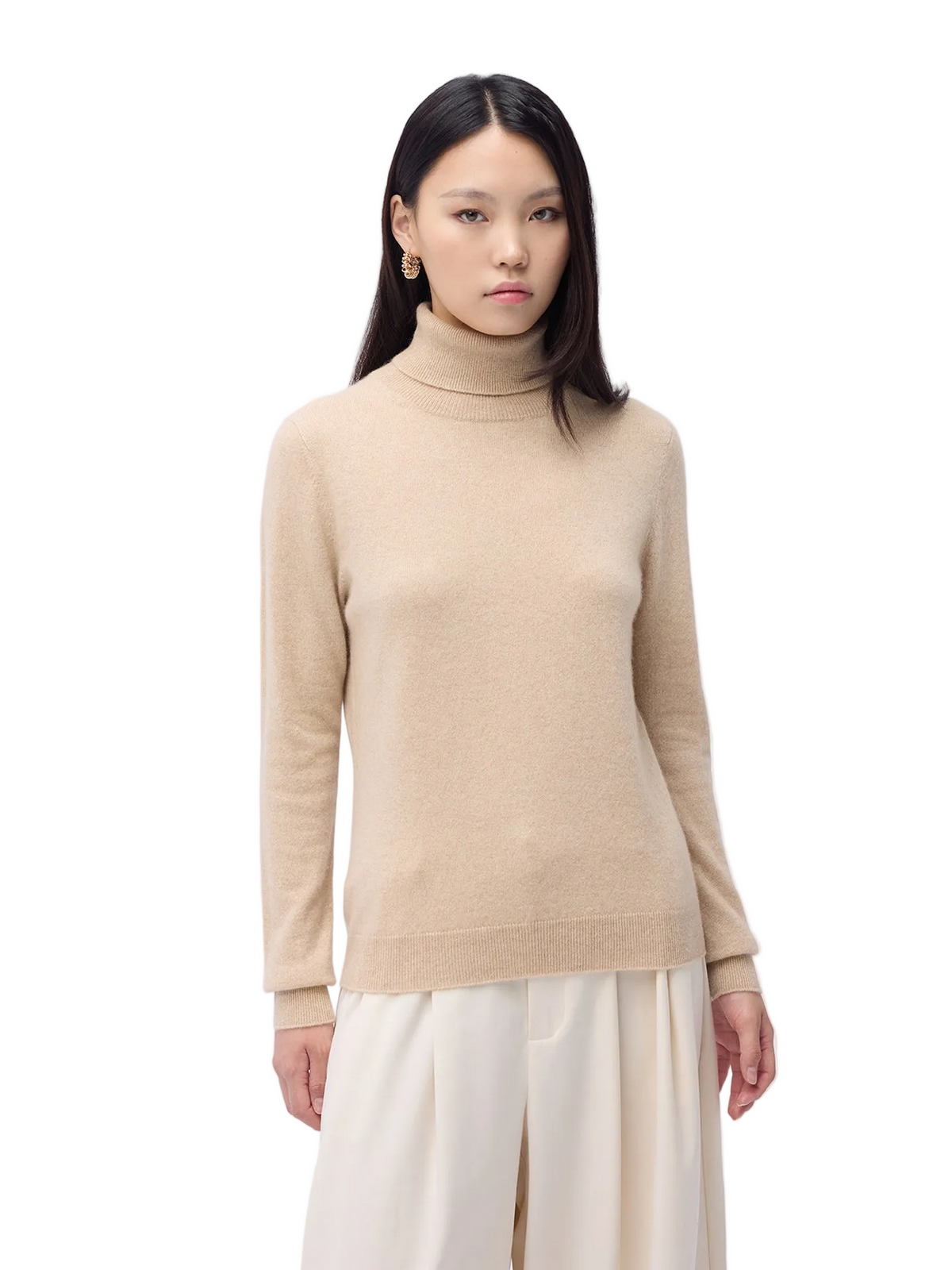 Essential Cashmere Turtleneck Sweater — Beige