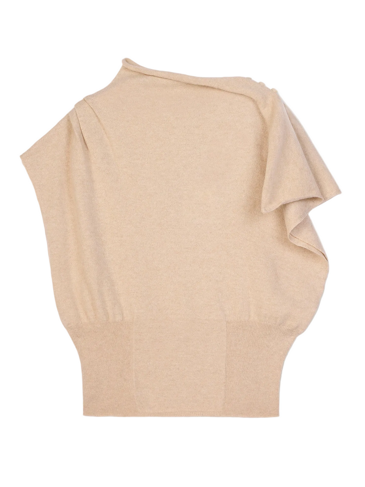 Cashmere Asymmetrical Top — Beige