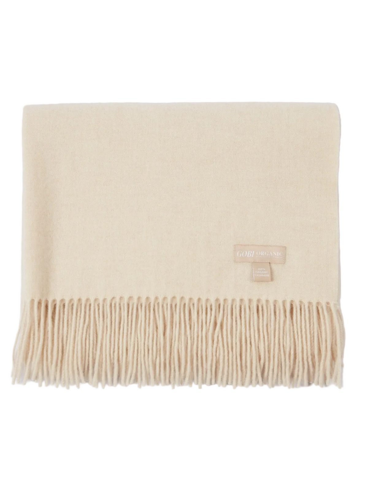 Wide Fringe Scarf — Beige
