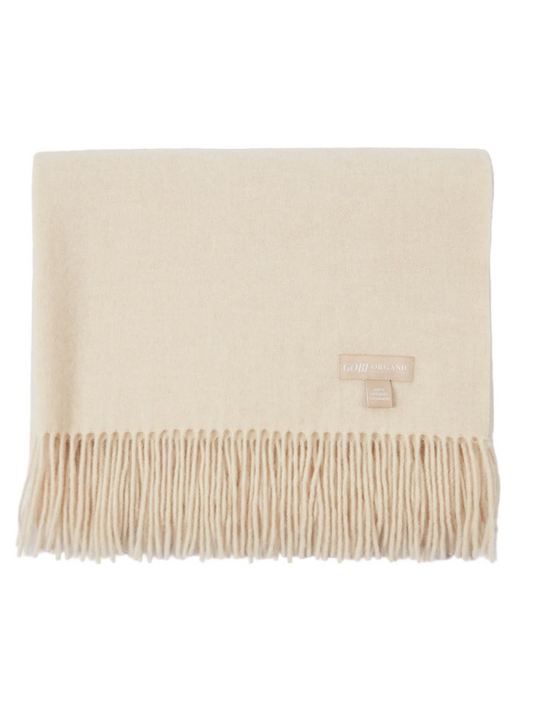 Wide Fringe Scarf — Beige