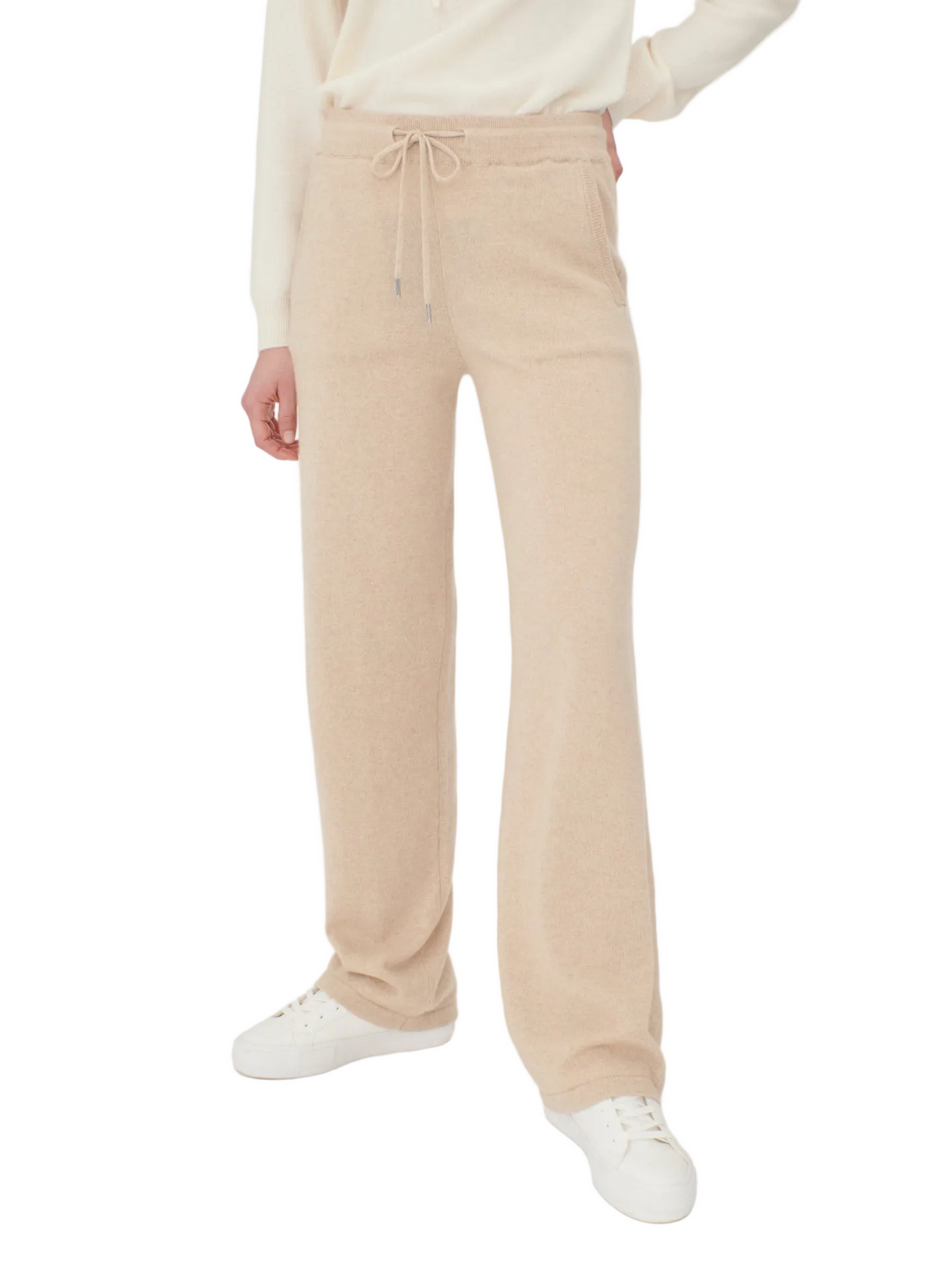 Cashmere Straight Leg Jogger — Beige
