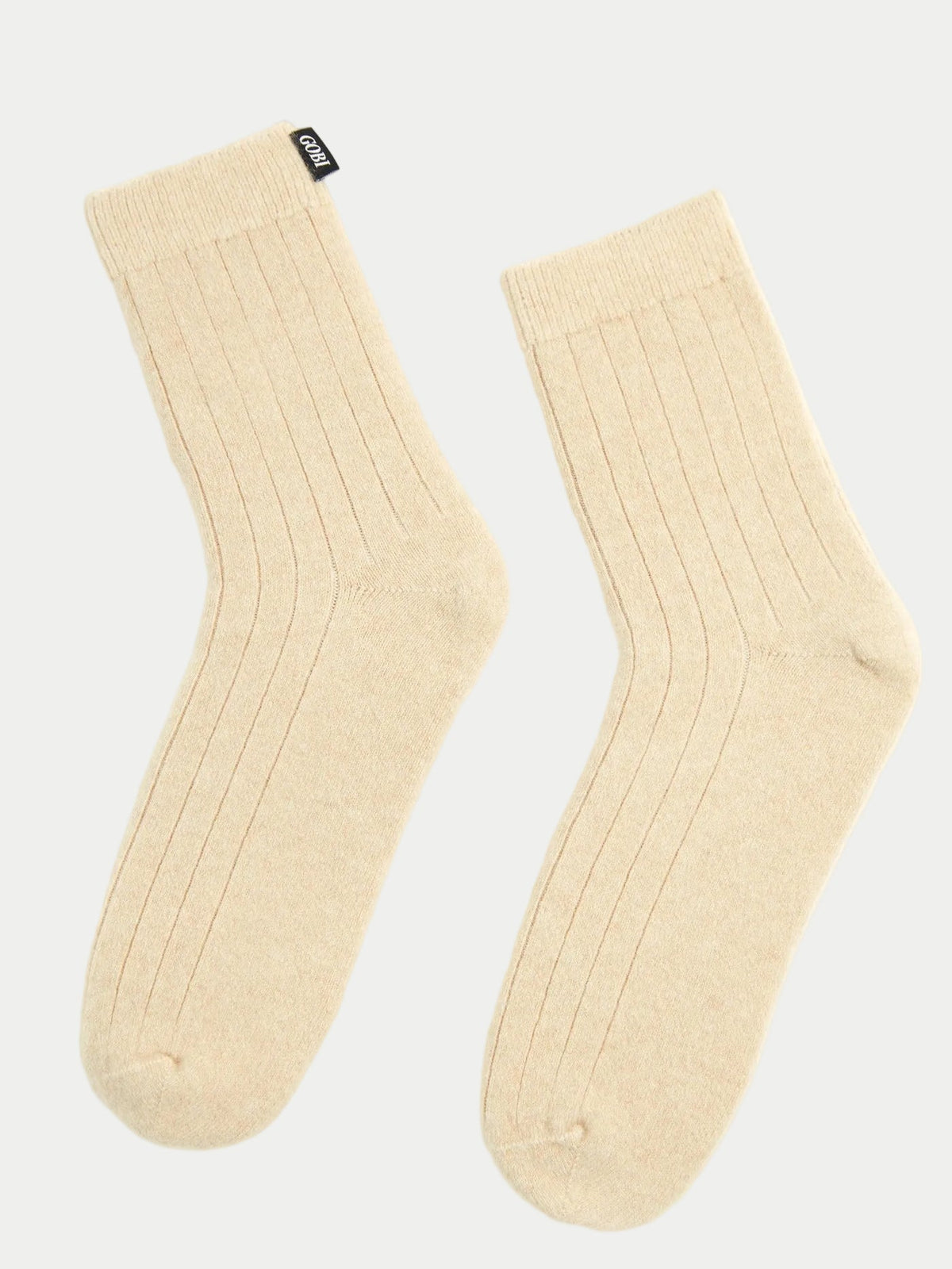 Unisex Cashmere Trim Knit Bed Socks — Beige
