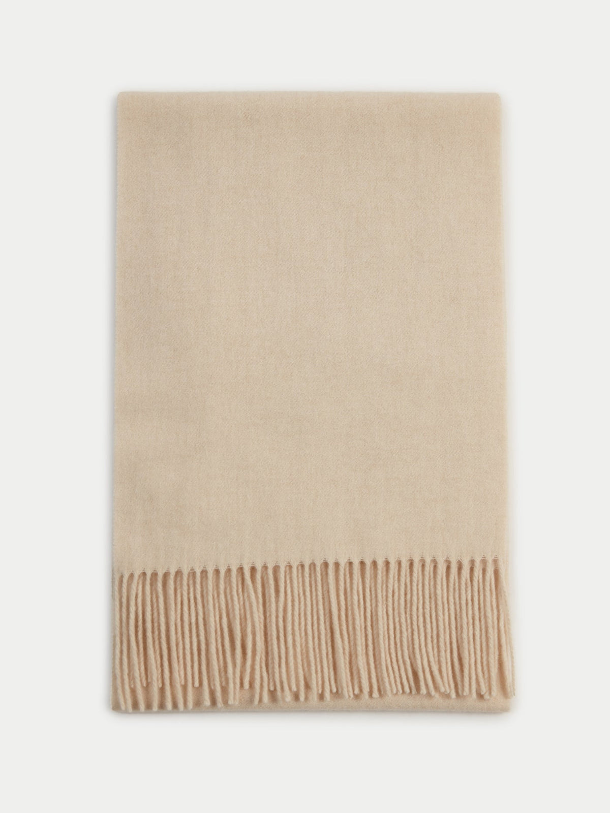 Cashmere Fringed Scarf — Beige