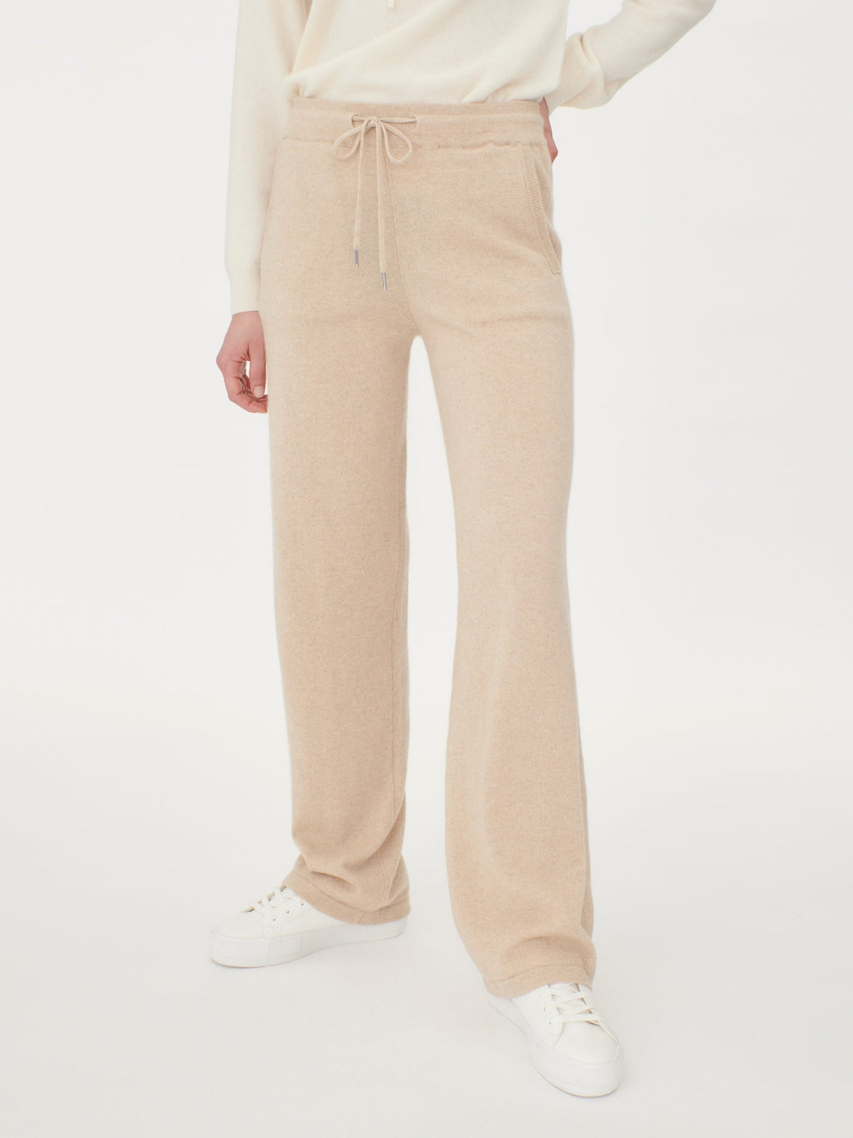 Cashmere Straight Leg Jogger — Beige