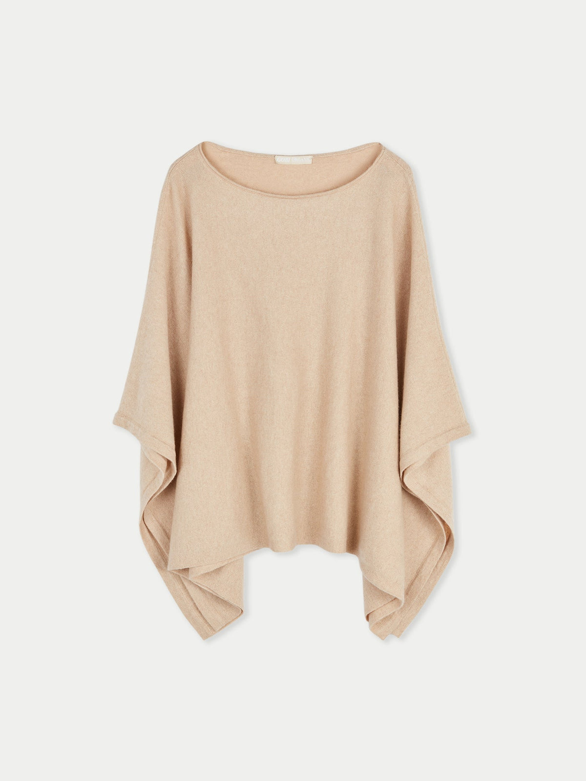 Boat-neck Cashmere Poncho — Beige