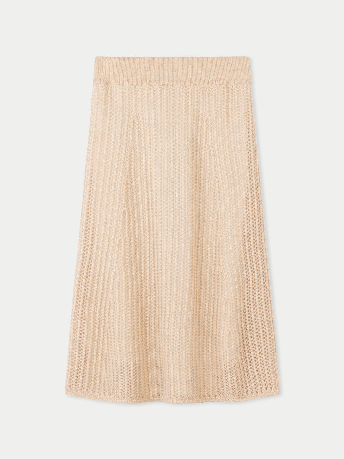 Natural Color Ajour Knit Cashmere Skirt — Beige