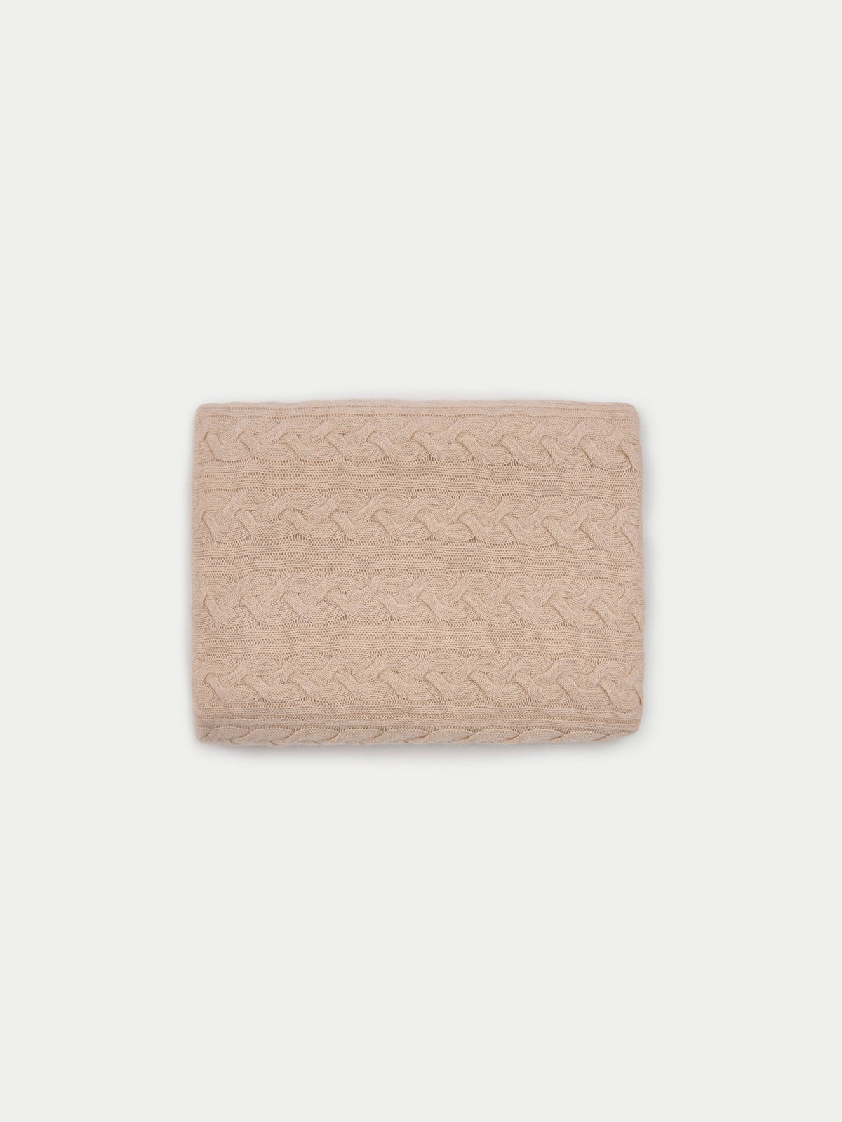 Cable Knit Cashmere Blanket — Beige