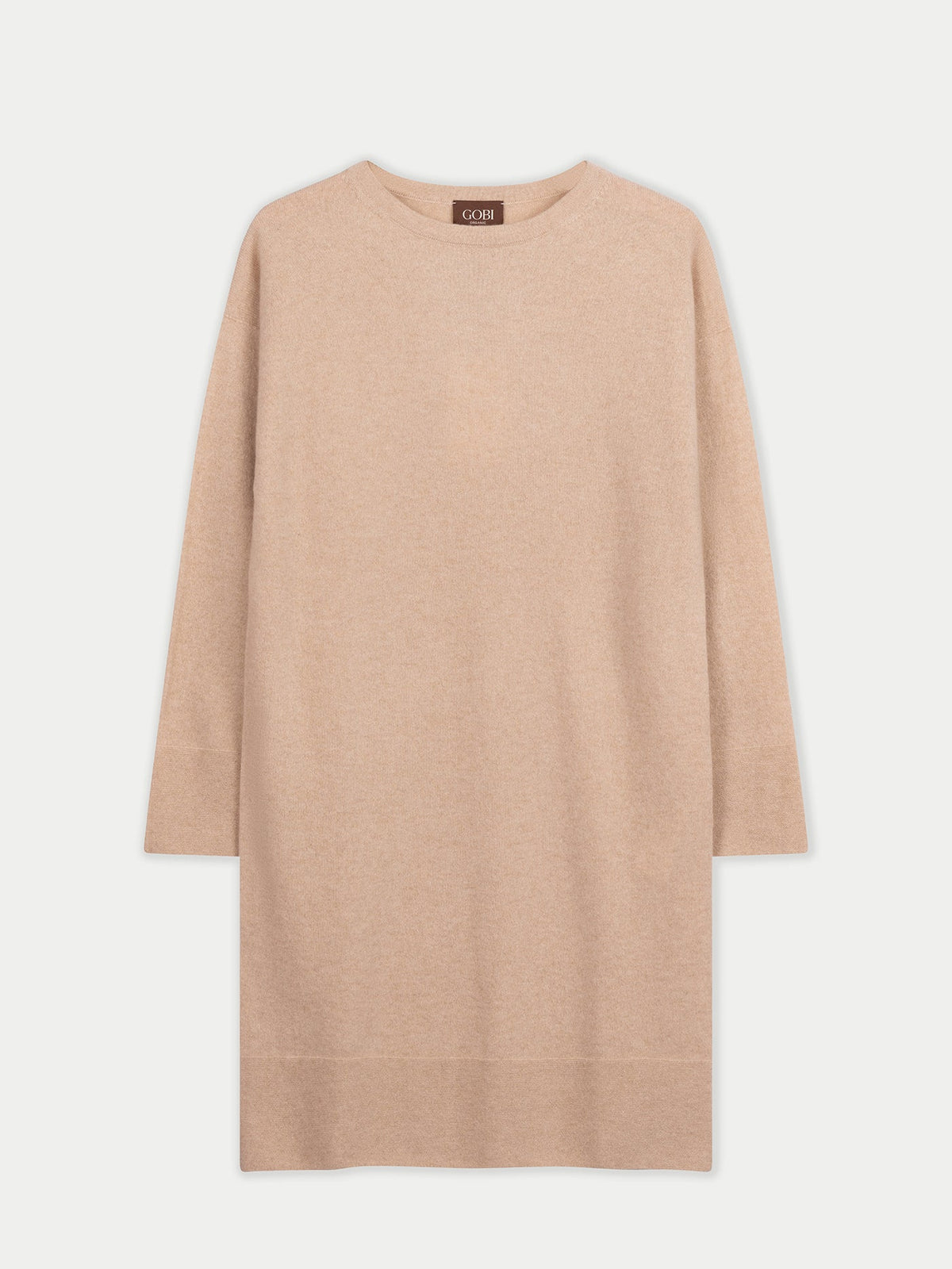 Seamless Crewneck Cashmere Dress — Beige