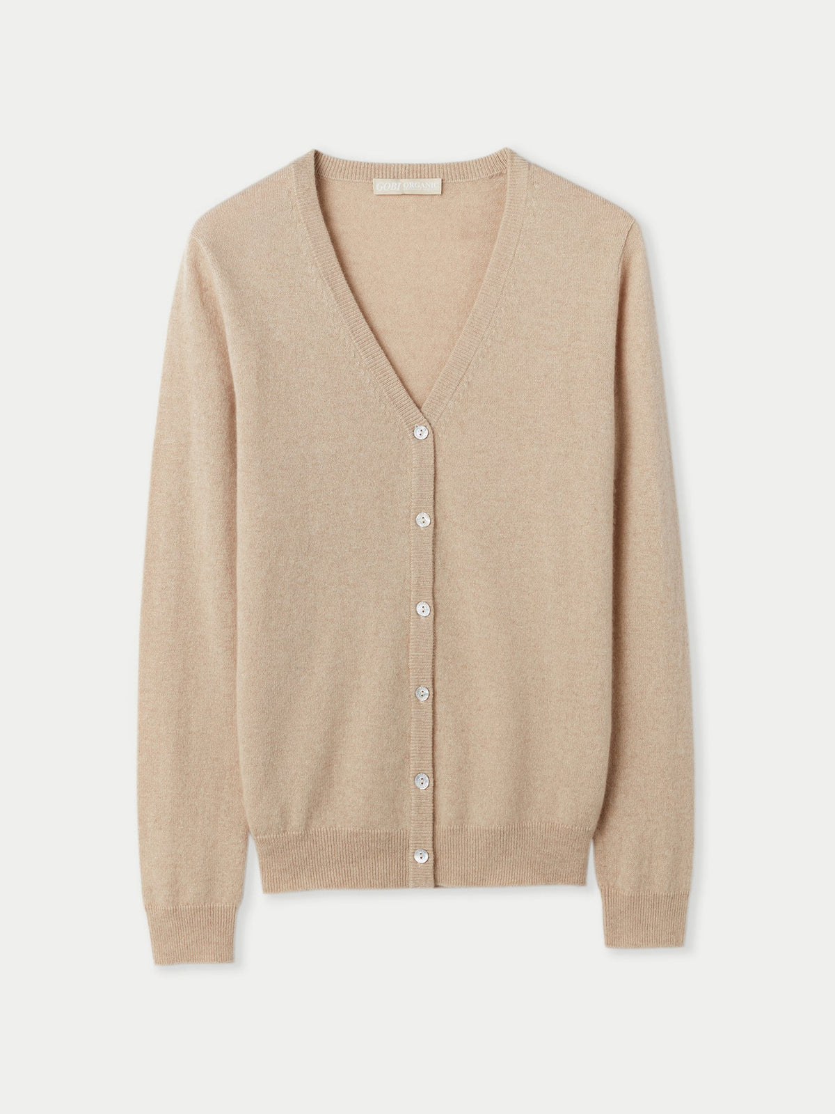 Essential Cashmere V-neck Cardigan — Beige