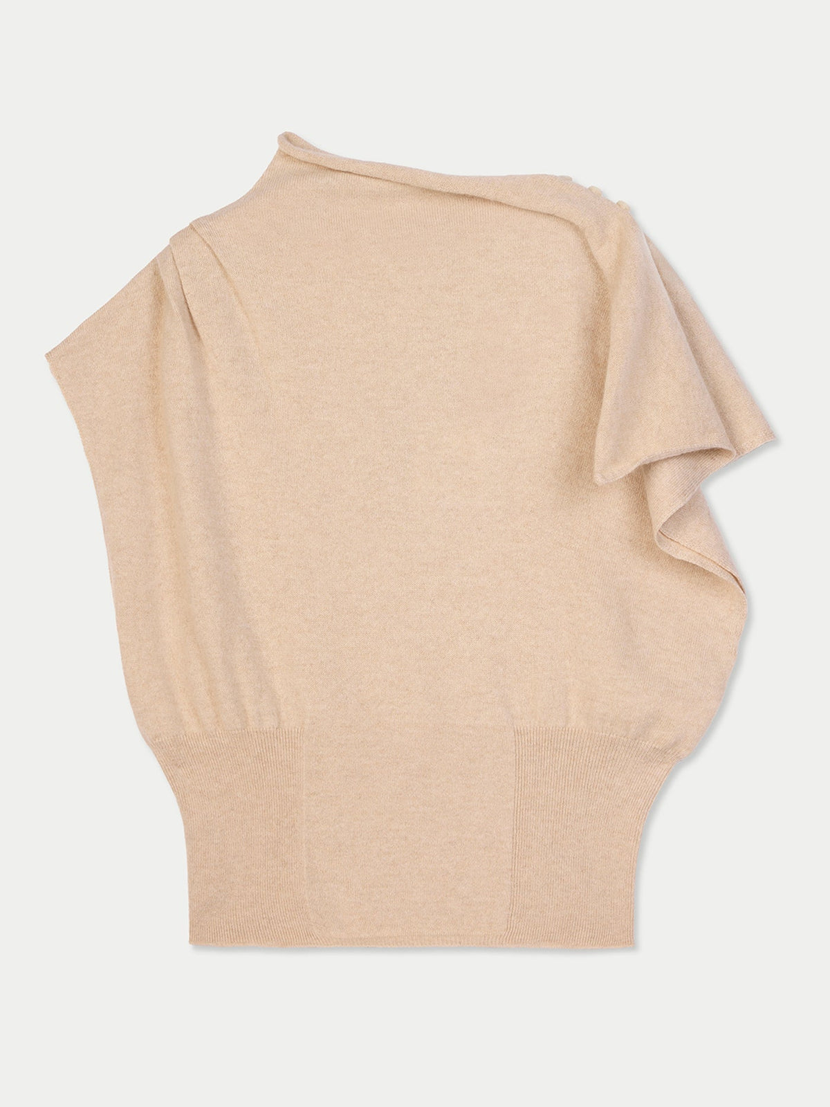 Cashmere Asymmetrical Top — Beige